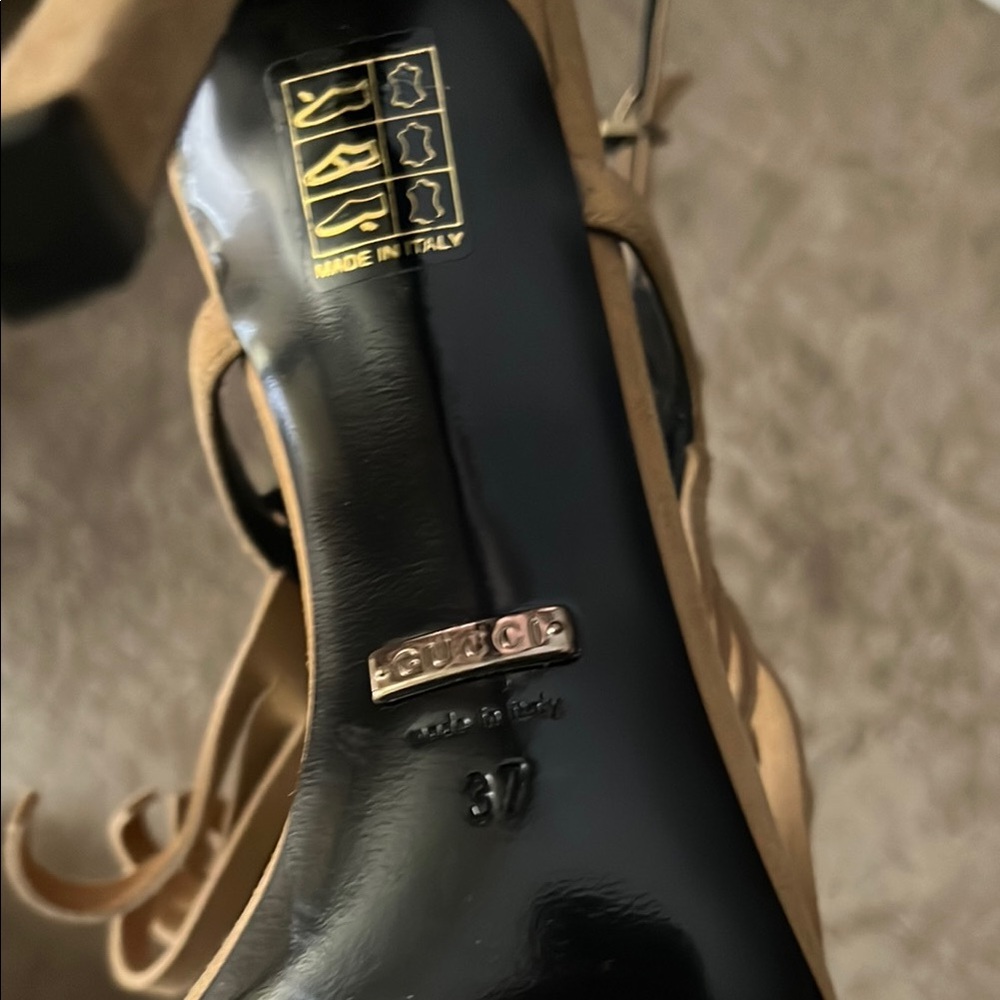 Elegant Tan High Heel Sandals - Picture 2 of 7